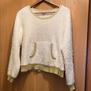 Juicy Couture White and Gold Textured Sweater